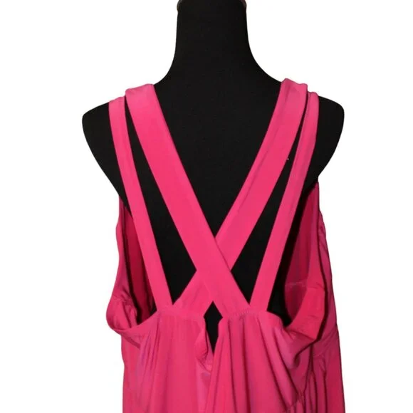 HOT PINK Fushia Raspberry Torrid Plus Size 5 Back Strappy Summer Shirt - EUC - Picture 7 of 12